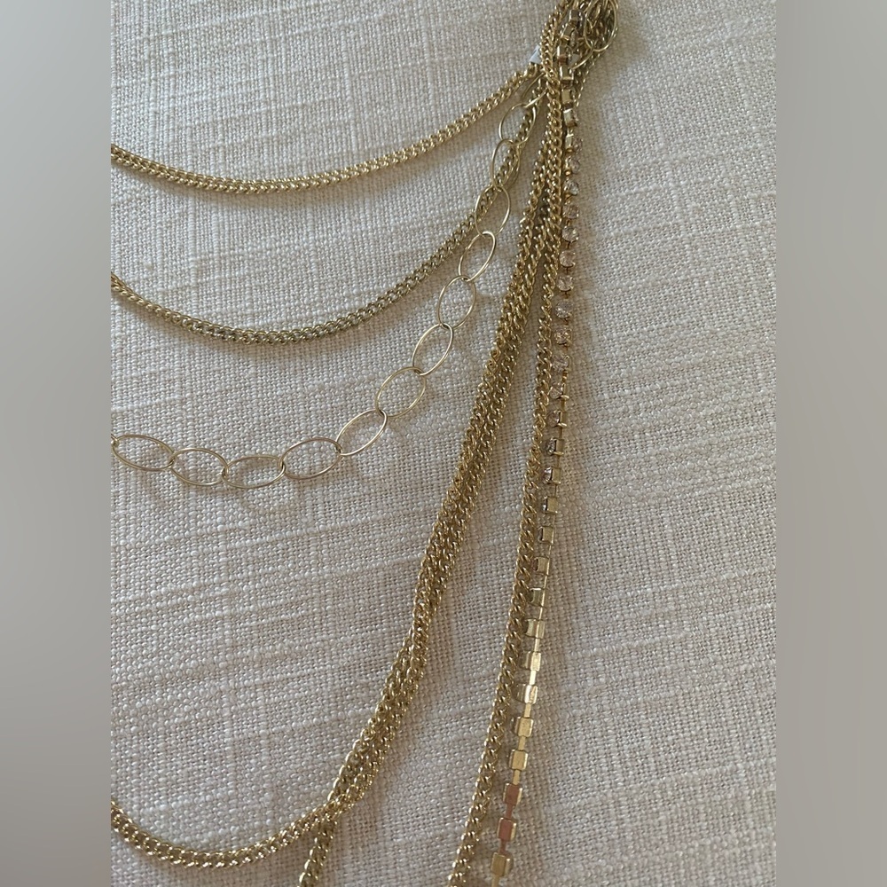 Gold Multi-Chain Long Fashion Necklace - Picture 2 of 4